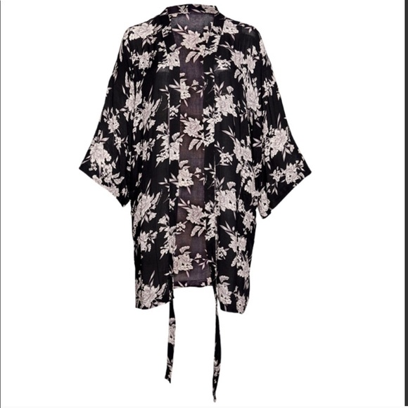 Spiritual Gangster Other - Spiritual Gangster black floral kimono coverup